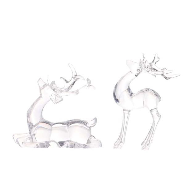 1st Crystal Deer Figurines Desktop Ornament Transparent Elk Rei B