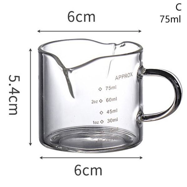 70/75 ml Borosilikatglas mätkopp med dubbel pip och C
