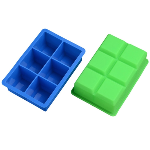 6 Grid Ice Tray Form Stor DIY Grade Silikon Ice Cube Square Green