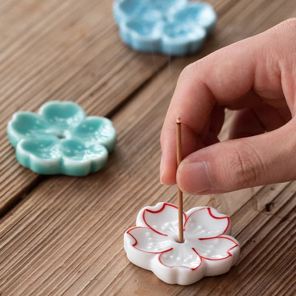 Cherry Blossoms Style Keramiska Rökelse Stick Hem Sovrum Hållare A6