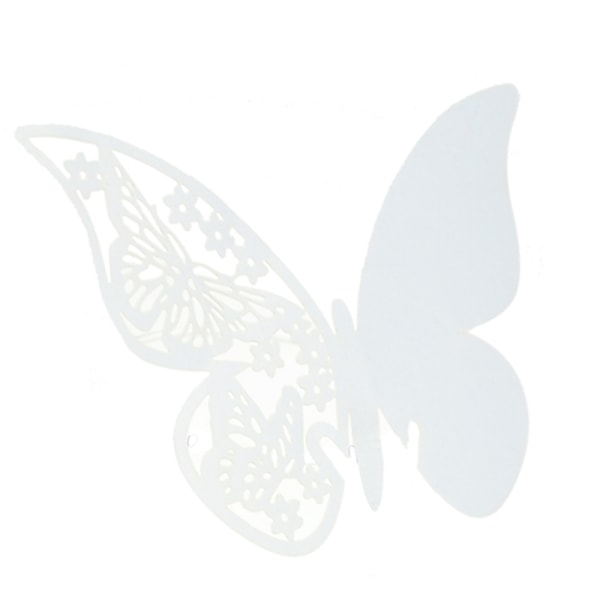 50 st Bordsmärke Vinglas Kort Favor Butterfly Namn Plats P white