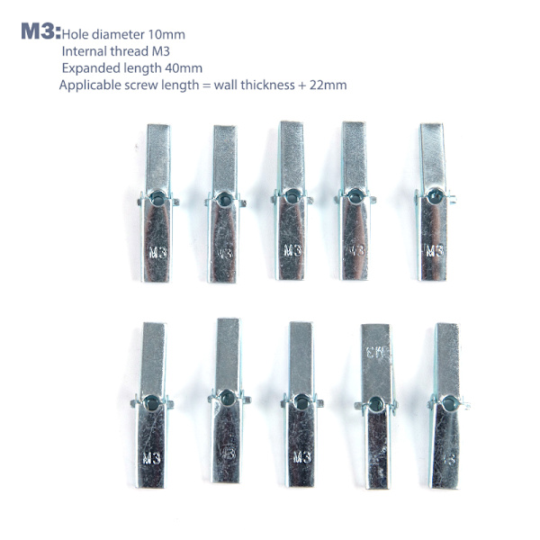 2-10 st Metal Spring Toggle Anchor M4-M10 Gipsskiva Vägg Cav M3 10pcs
