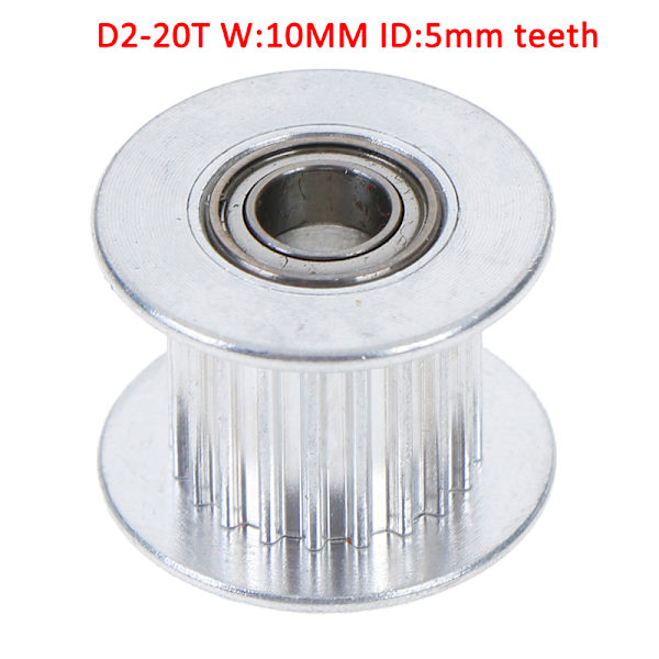 GT2 Mellanhjulslager 16T 20T 3/5 mm hål F 6 mm Rem R D2-20T W:10MM ID:5mm teeth