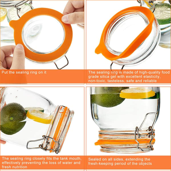 5 Styck Silikonpackning Lufttäta tätningar Ringar Läckagesäkra Canning Se Orange