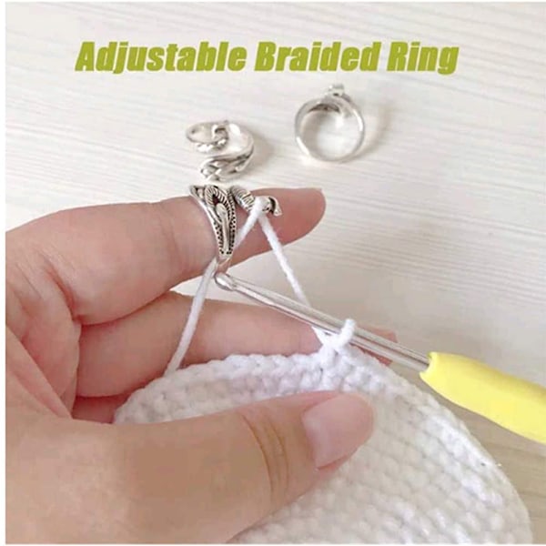 Justerbar stickslinga Virkad slinga Stickning Peacock Ring Enl