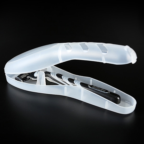 Rakapparat förvaringslåda för män Transparent plasthållare Razor Case White