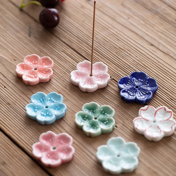 Cherry Blossoms Style Keramiska Rökelse Stick Hem Sovrum Hållare A6