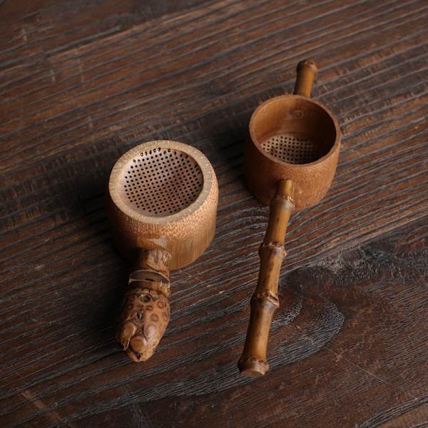 -stil teceremoni Bambu trä tefilter mesh teinfuser R A9