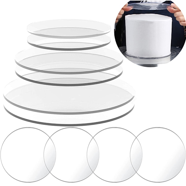 2 mm klar cirkel akrylskivor för runda tårtskivor DIY 22CM