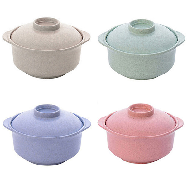 Instant nudelskålar med lock Soppa Hot Rice Bowls Container Pink