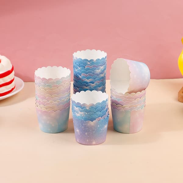 50st Rainbow Cupcake Liners för bakning Gradient Cupcake Wrappe A
