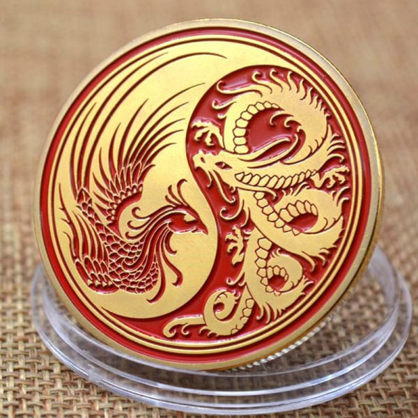 stil drake och phoenix Taiji mynt tredimensionell minnesmärke