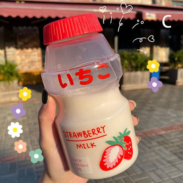 480 ml plastvattenflaska dricksflaska form och Kawaii-mjölk C