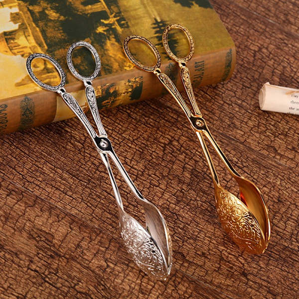 1st Tong Guldpläterad Snack Cake Clip Sallad Bröd Bakverk Clamp Gold circle