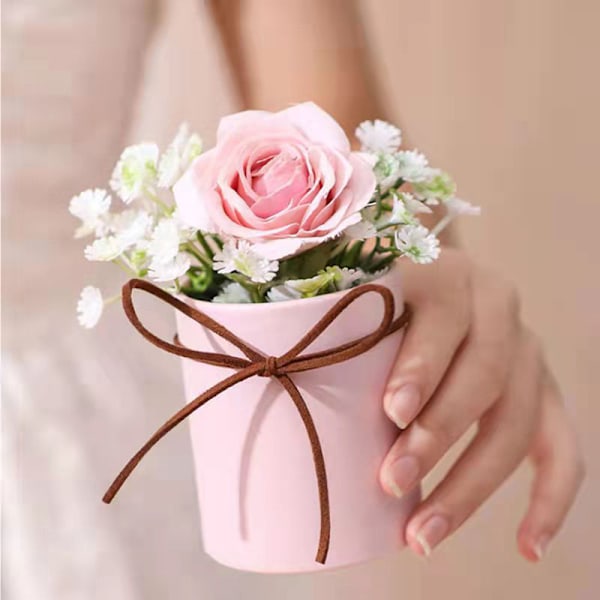 Mini Flower Box Rund Rose Bukett Hink Boxes Bröllopsfest T C