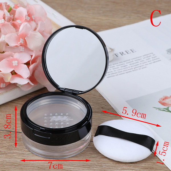 7 Stil Tom kosmetisk Sifter Lös Burk Container Puff Box Mirr C