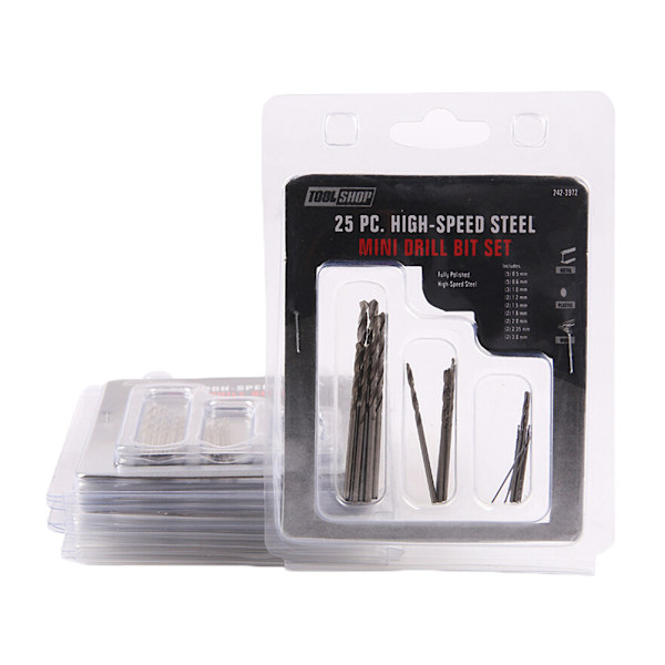 25st Mini Micro Twist Drill Bits 0,5mm-3mm W/ Aluminium Hand Dr
