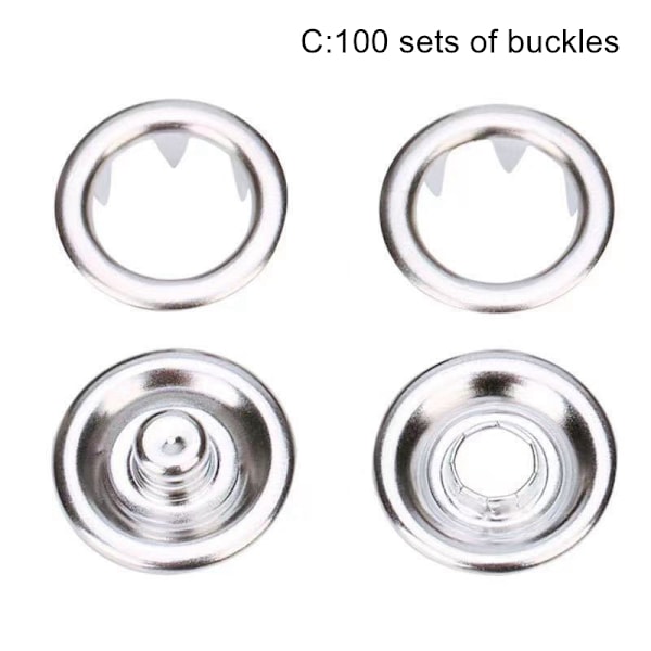 Set Snap Fasteners Kit Tool Metal Snap Buttons Rings med Snabb C