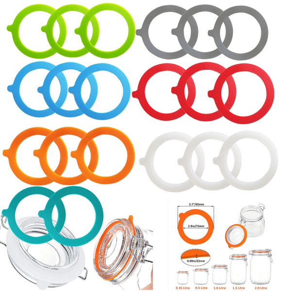 5 Styck Silikonpackning Lufttäta tätningar Ringar Läckagesäkra Canning Se White