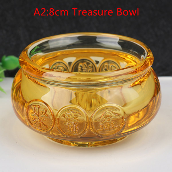 Feng Shui Kristall Guldtackor Rikedom Treasure Bowl Staty Deco A2：8cm Bowl