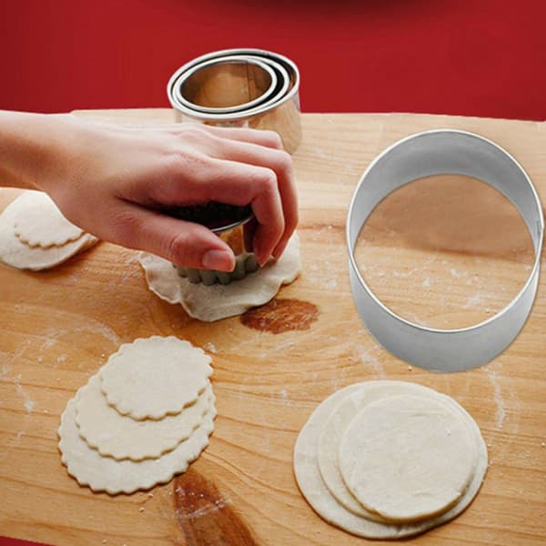5 Set Round Circle Rostfritt stål Cookie ter Biscuit DIY Bakin