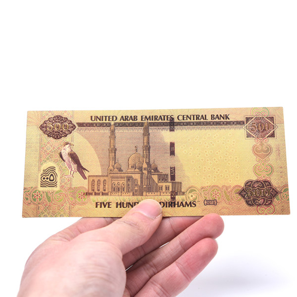 7 st S UAE-valutasedlar i 24k guld-papperspengarsamling