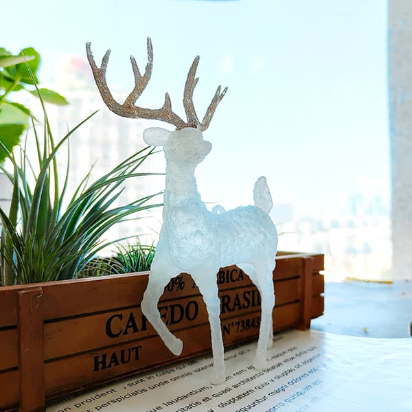Crystal Deer Christmas Forest Älg White Flash Gold Dessert Tabell White