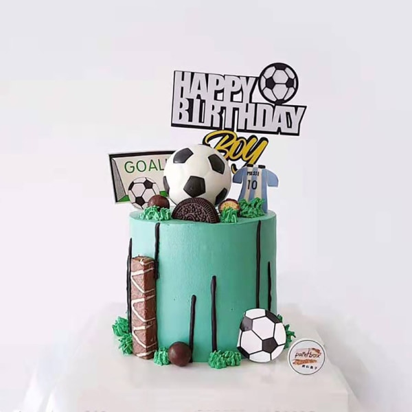 Baby Boy Favor Football Party Cake Topper Dekor För Fotboll Eller P4