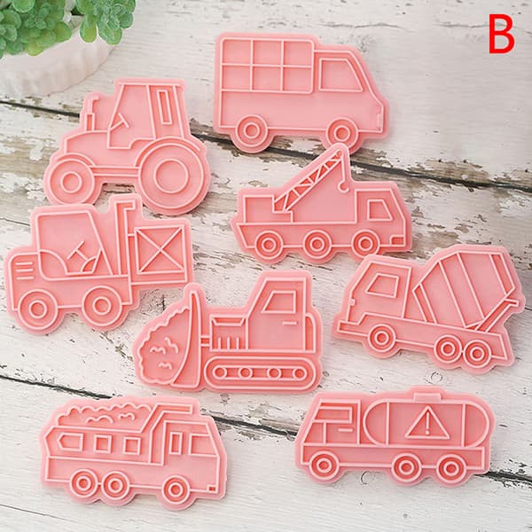 8st/ set Fordon för bilkakor 3D tecknade form Biscu B