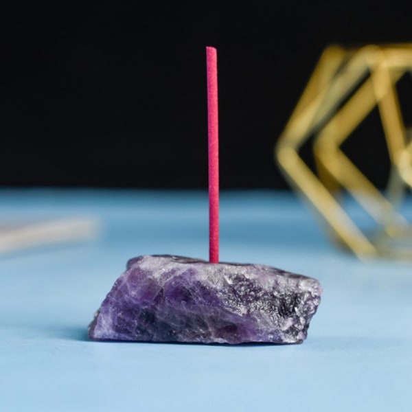 Naturlig kvartssten Rökelsehållare Healing Agate Lila Rosa W Purple crystal