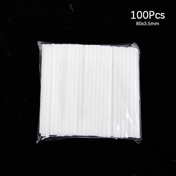 100 st 8/10/15 cm vitt papper med fast kärna Lollipop Sticks for Cho 80X3.5mm