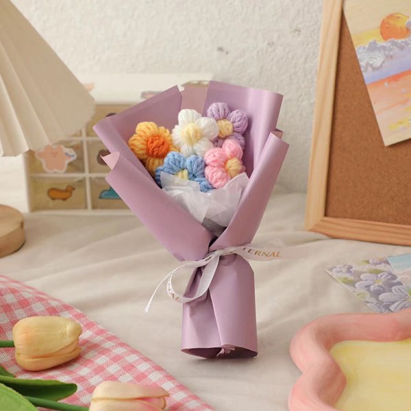 Handstickad blombukett Virkade stickade blommor Valentine D Red