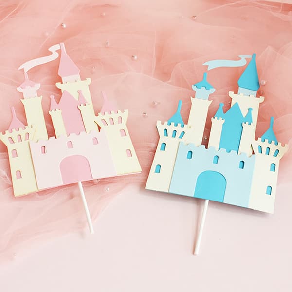 Palace Princess Cake Topper för bröllopsfödelsedagsbakning Pink A1