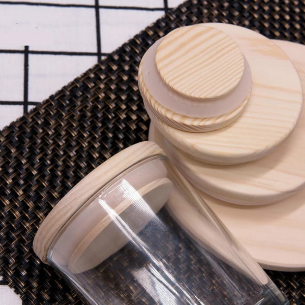 Träburkar Lock Silica Gel Circle Seal Up Locks Flower Wood Cov A3