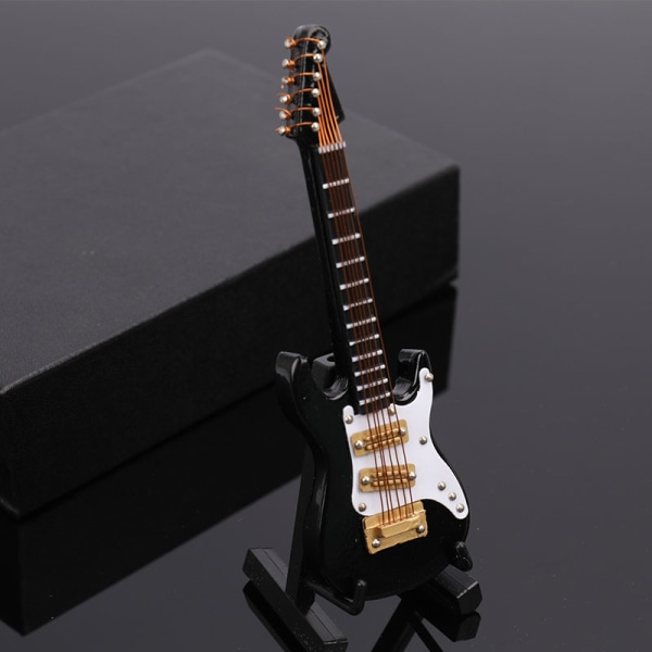 Mini elgitarr Modell Dekoration Musikinstrument med Black