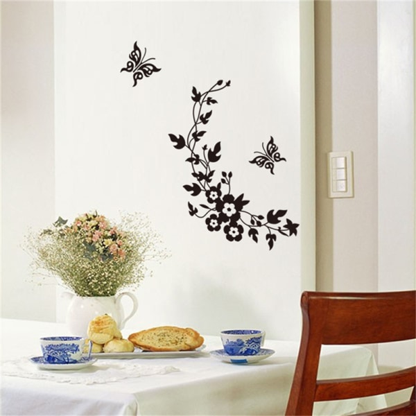 Butterfly Flower Badrum Toalett Laptop Väggdekaler Sticker Hom Multi 27*33CM