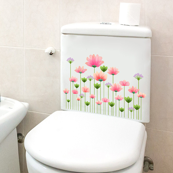 Flower Bird Toilet Sticker Självhäftande avtagbart badrum Wa B