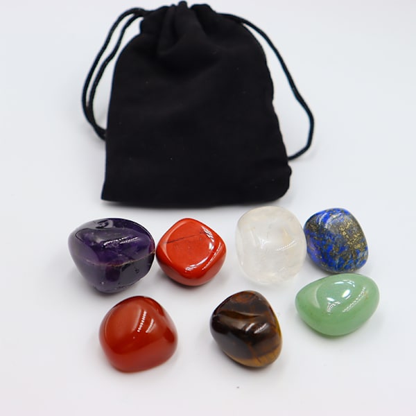 7 st / set Naturkristall Yoga polerad energisten Chakra Re Multicolor