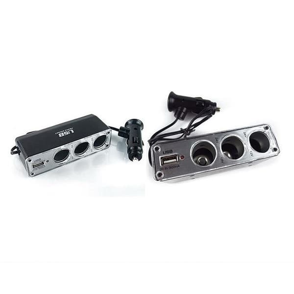 Biltändare multi 3-vägs + USB port laddare DC 1