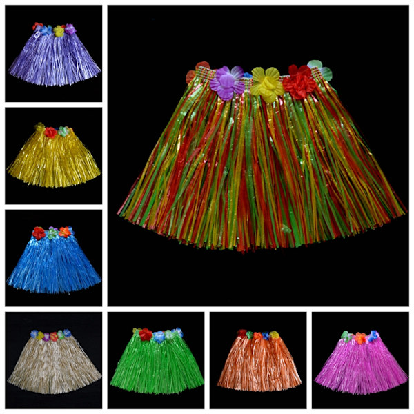 Barn Pojkar Flickor Hawaiian Hula Grass Beach Kjol Blomma Armband Color