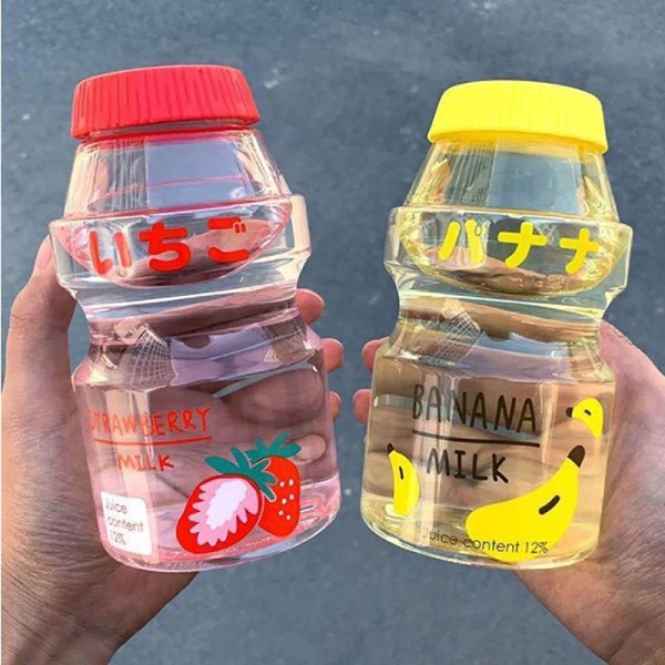 480 ml plastvattenflaska dricksflaska form och Kawaii-mjölk C