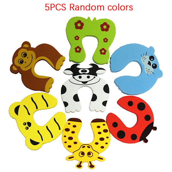 Safety Finger Safe Mjukt skum Dörrstoppar Lås Barnskydd 5Pcs Random