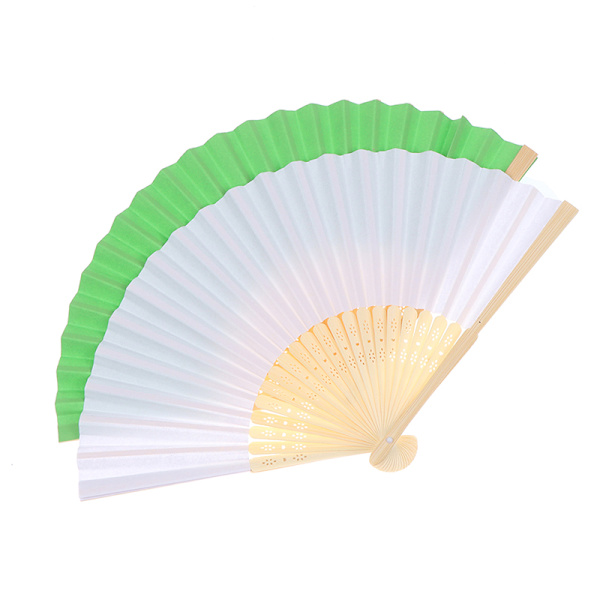 Folding Fan Hand DIY Folding Fläkt Trä Bambu Antiquity Foldi Light green