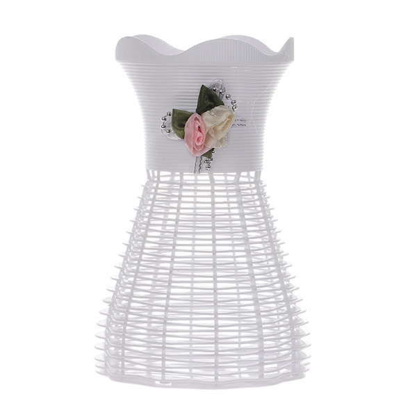 Modern Blomvas Vit Rosa Blå Plast Vas Blomkruka Bask 8.5*10*16cm