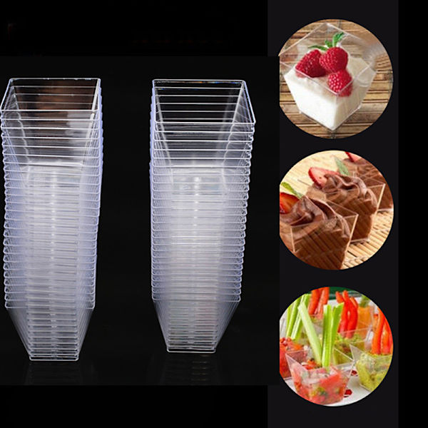 10 st Dessertmuggar i plast Trapetsformade engångstårta Dessert C Transparent