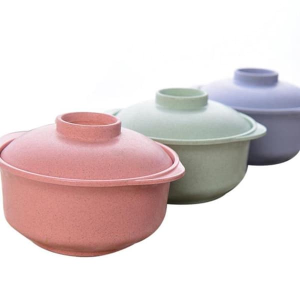 Instant nudelskålar med lock Soppa Hot Rice Bowls Container Blue