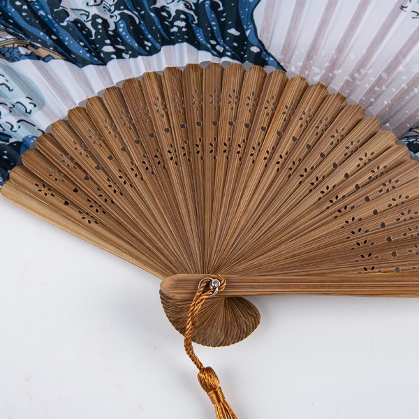Sommar vintage bambu vikning handhållen blomma Fan Style Dans Brown
