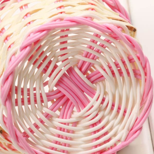 1st Mini handvävda förvaringskorgar Plastvävning förvaringsbas Pink