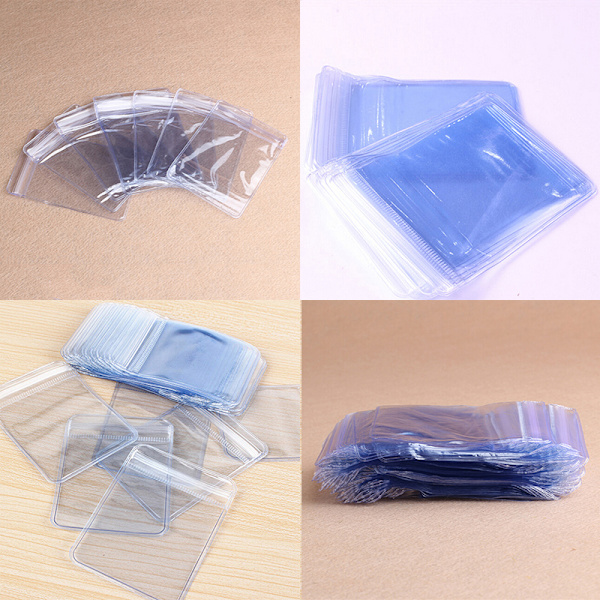 100 Styck Klar PVC Plast Myntpåse Case Plånböcker Förvaringskuvert 5*7