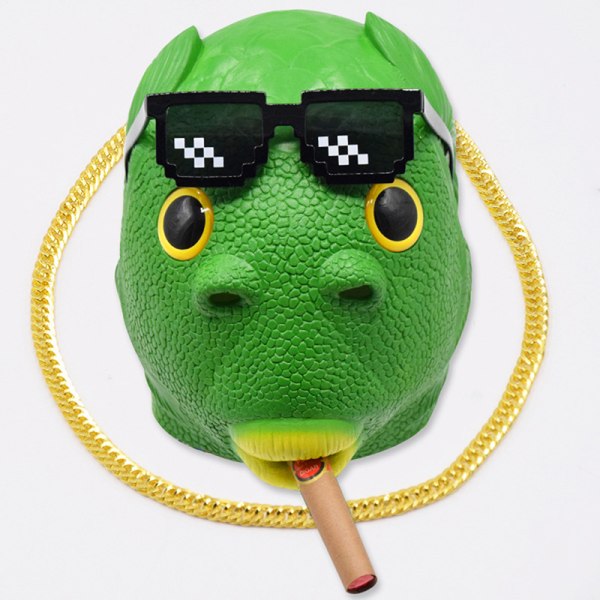 Cosplay Kostym Mask Unisex Vuxen Carnival Party Green Fish Hea A
